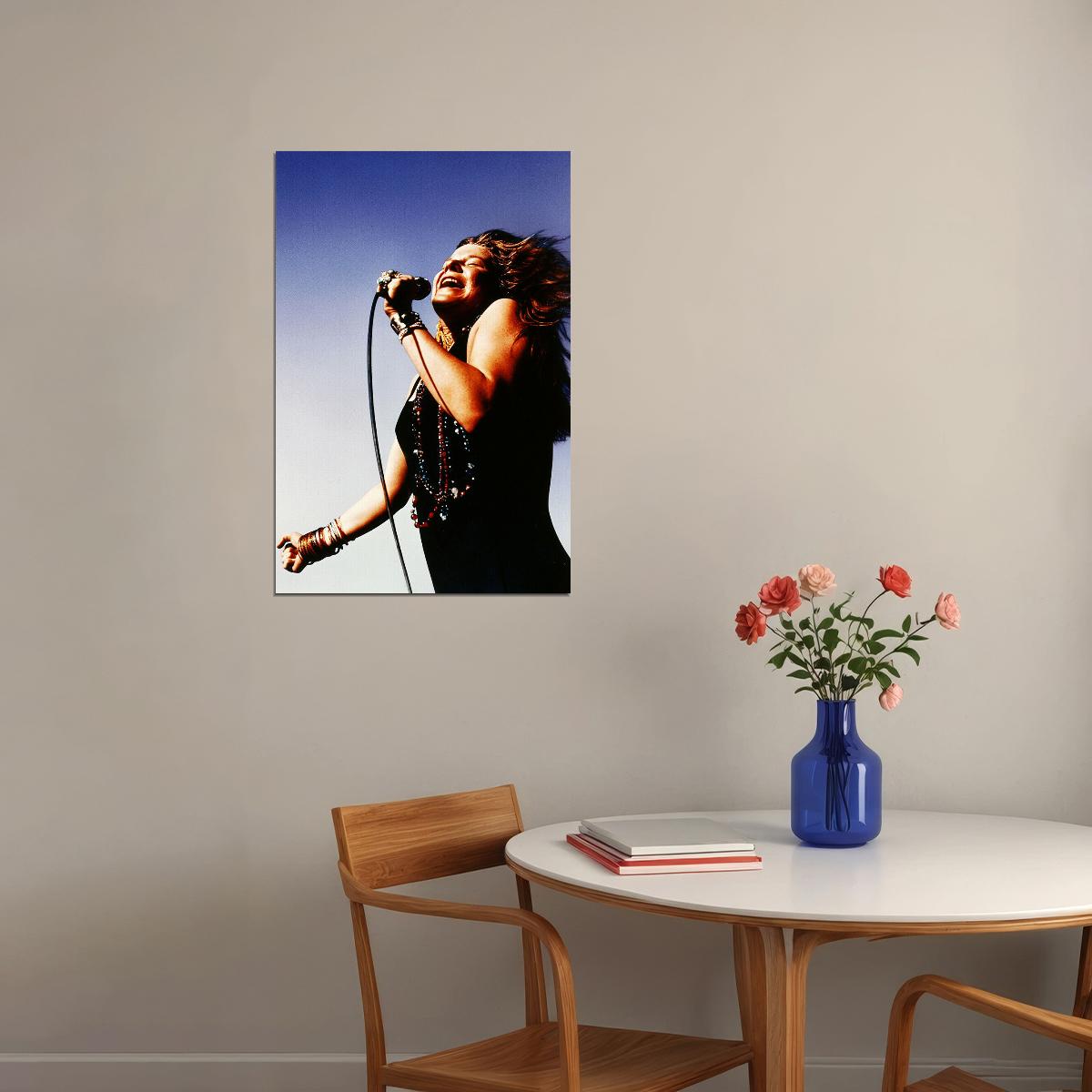 Janis Joplin Singing At Woodstock Poster Wall Art Print Home Wall Decor - xonomax