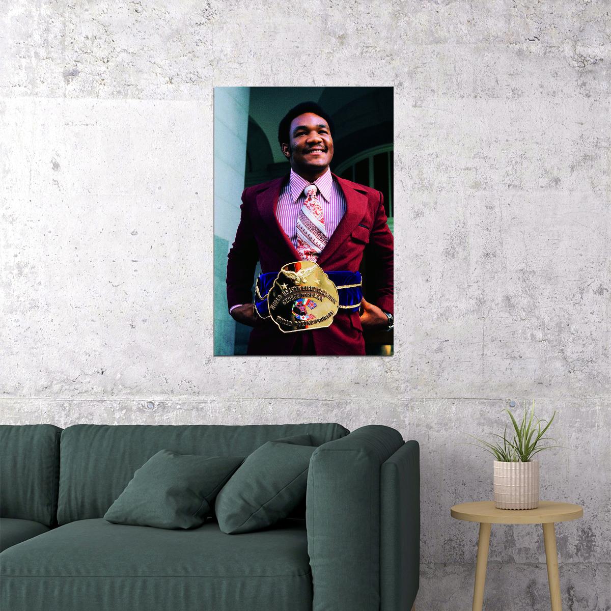 George Foreman With World Title Poster Wall Art Print Home Wall Decor - xonomax