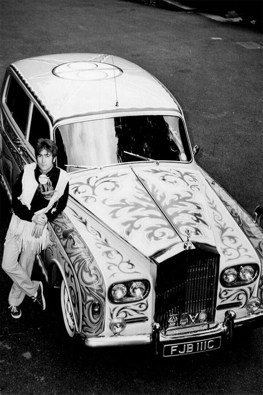 John Lennon With Psychedelic Rolls Royce Poster Wall Art Print Home Wall Decor