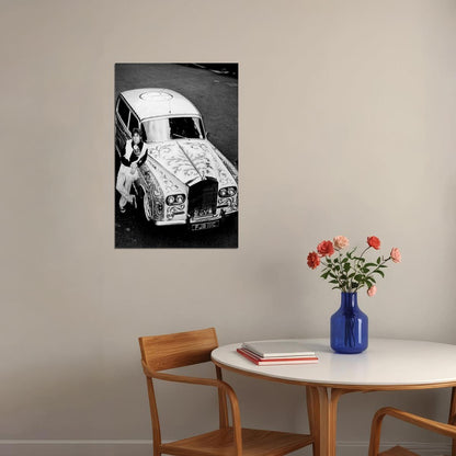 John Lennon With Psychedelic Rolls Royce Poster Wall Art Print Home Wall Decor