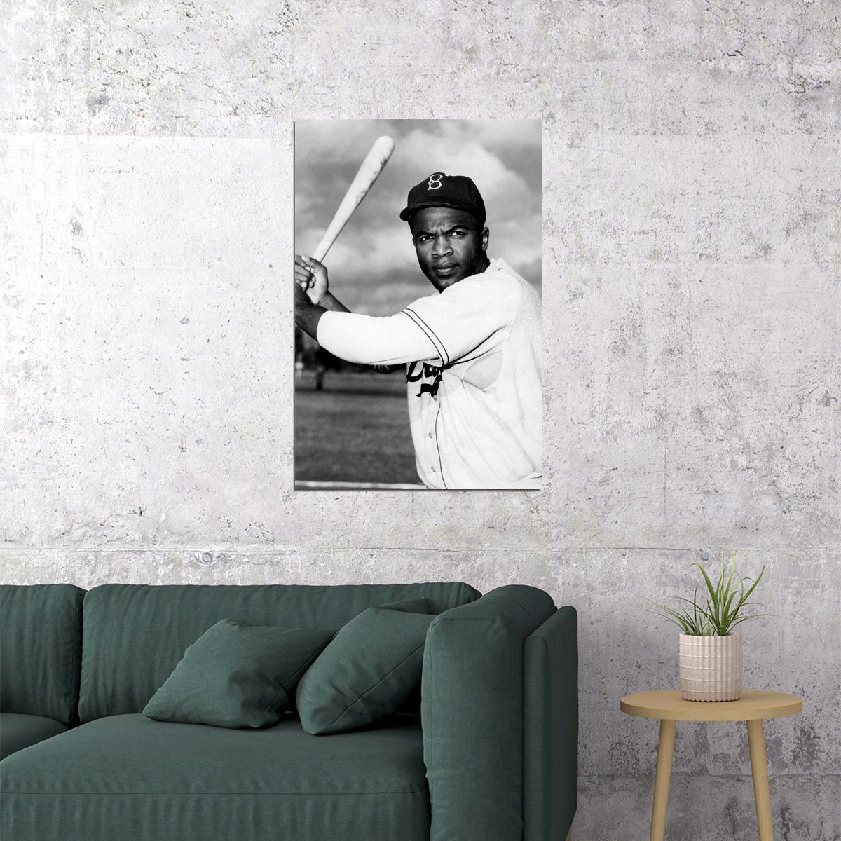 Portrait Of Jackie Robinson Famous Athlete Poster Wall Art Print Home Wall Decor - xonomax