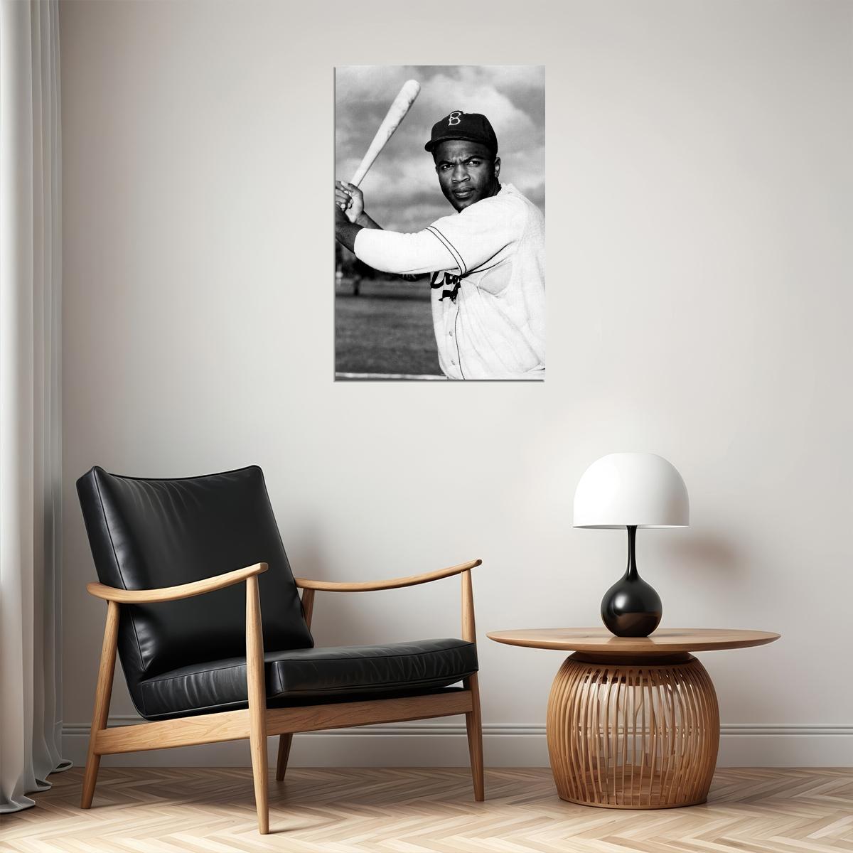 Portrait Of Jackie Robinson Famous Athlete Poster Wall Art Print Home Wall Decor - xonomax