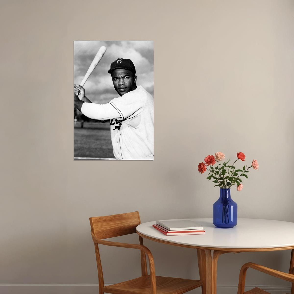 Portrait Of Jackie Robinson Famous Athlete Poster Wall Art Print Home Wall Decor - xonomax