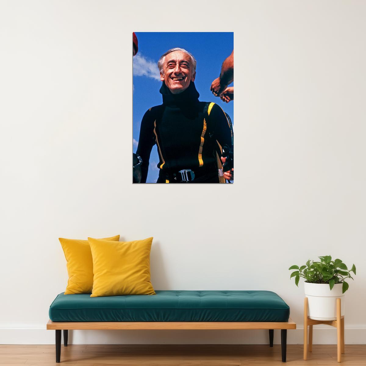 Sea Explorer Jacques Cousteau And Crew Member Making Plans Poster Wall Art Print Home Wall Decor