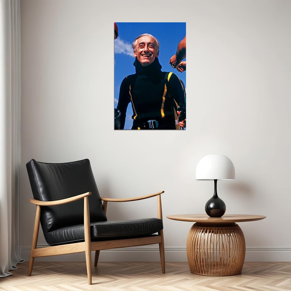 Sea Explorer Jacques Cousteau And Crew Member Making Plans Poster Wall Art Print Home Wall Decor