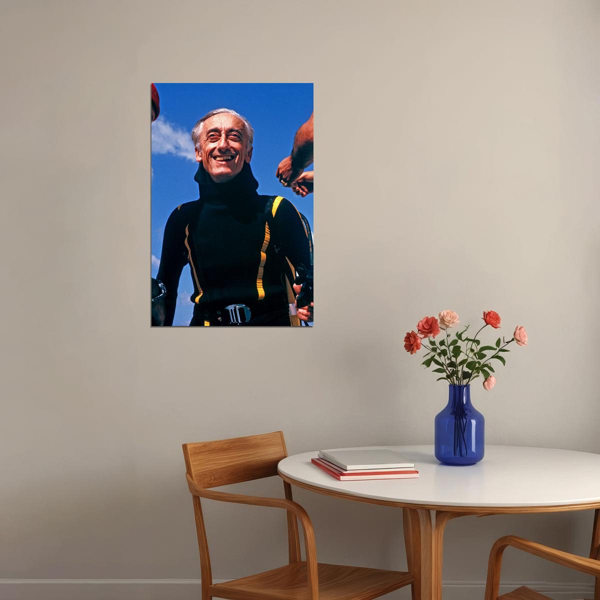 Sea Explorer Jacques Cousteau And Crew Member Making Plans Poster Wall Art Print Home Wall Decor