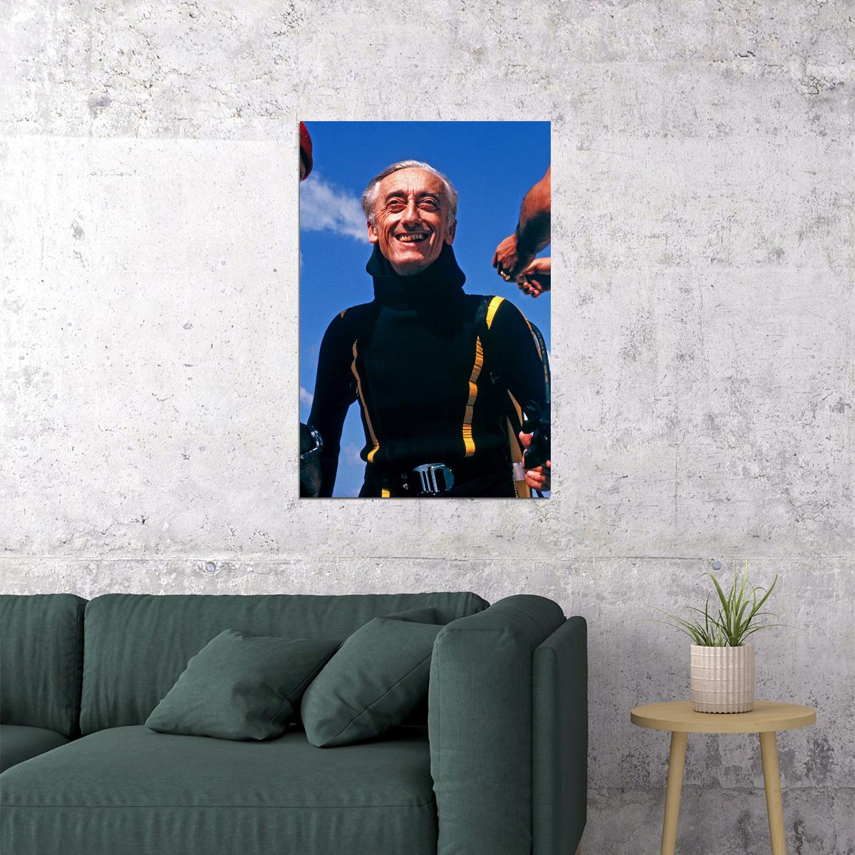 Sea Explorer Jacques Cousteau And Crew Member Making Plans Poster Wall Art Print Home Wall Decor