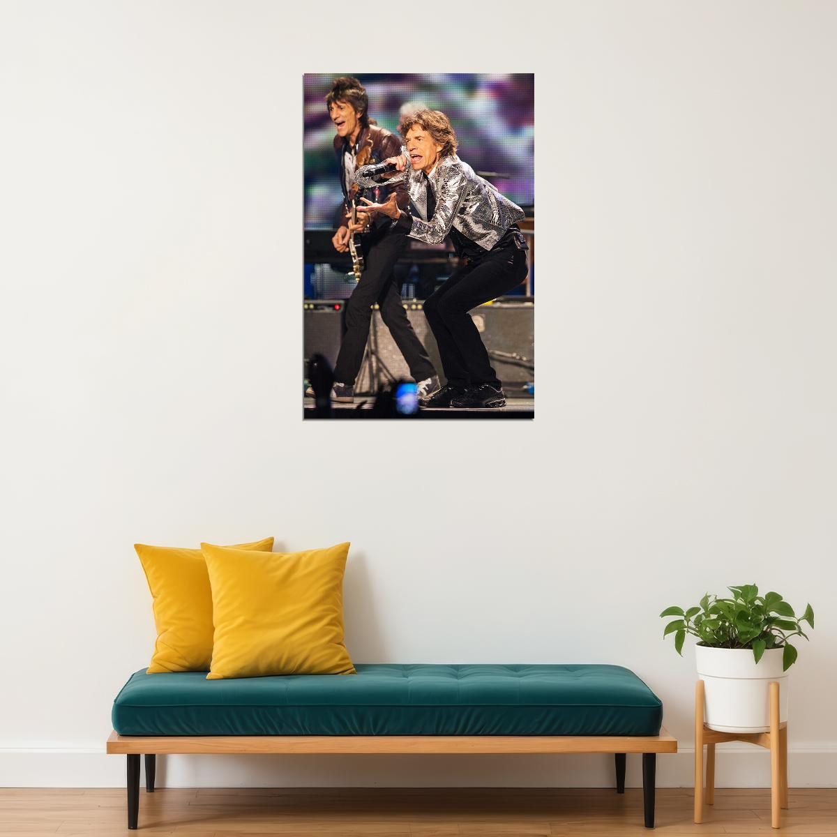 Mick Jagger Singing In Concert Poster Wall Art Print Home Wall Decor - xonomax