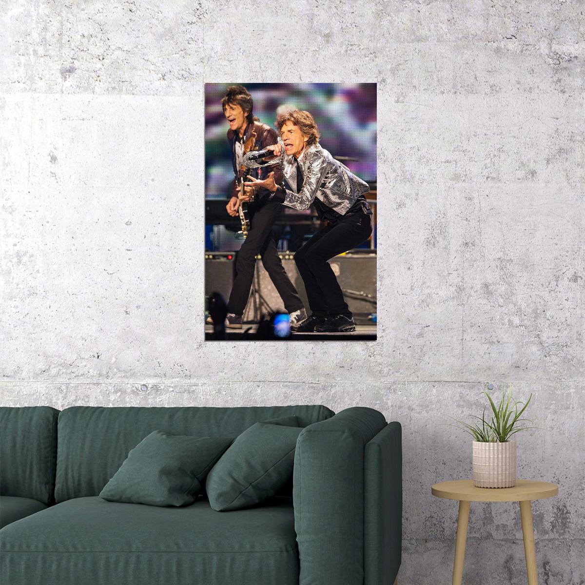 Mick Jagger Singing In Concert Poster Wall Art Print Home Wall Decor - xonomax