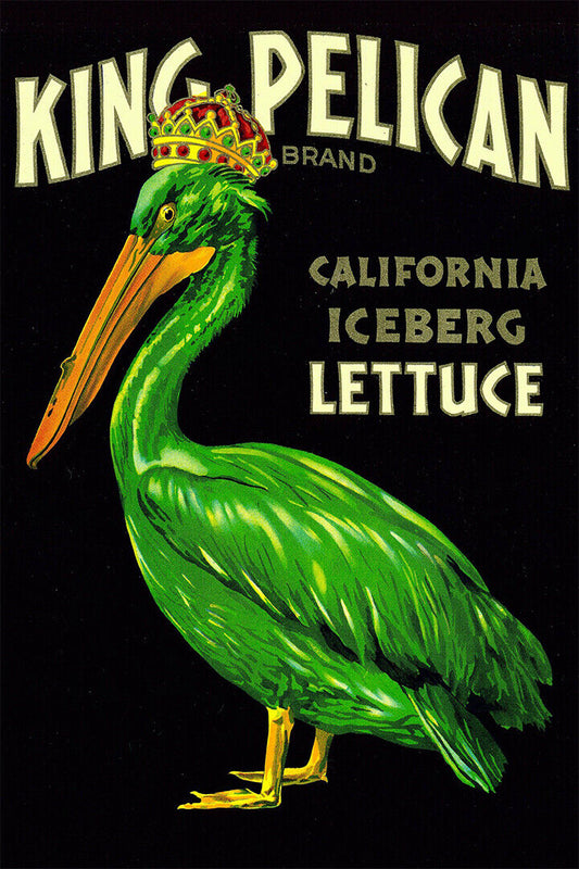King Pelican California Lettuce Vintage Produce Poster Wall Art Print Home Wall Decor - xonomax