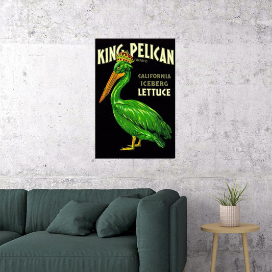 King Pelican California Lettuce Vintage Produce Poster Wall Art Print Home Wall Decor - xonomax