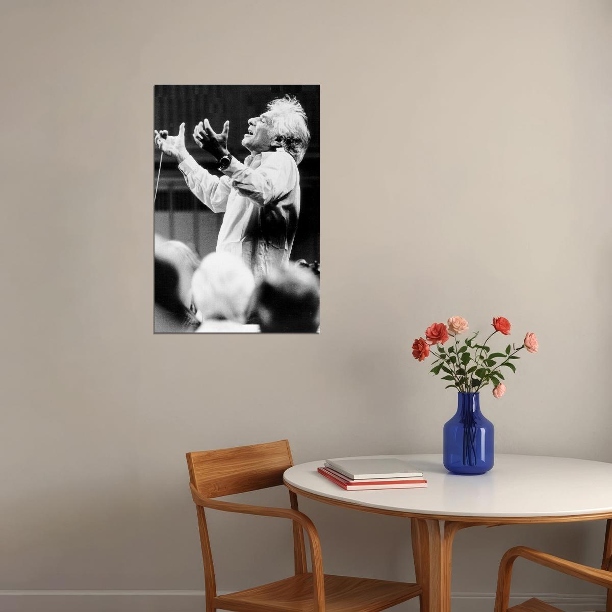 Leonard Bernstein Leading Orchestra Poster Wall Art Print Home Wall Decor - xonomax