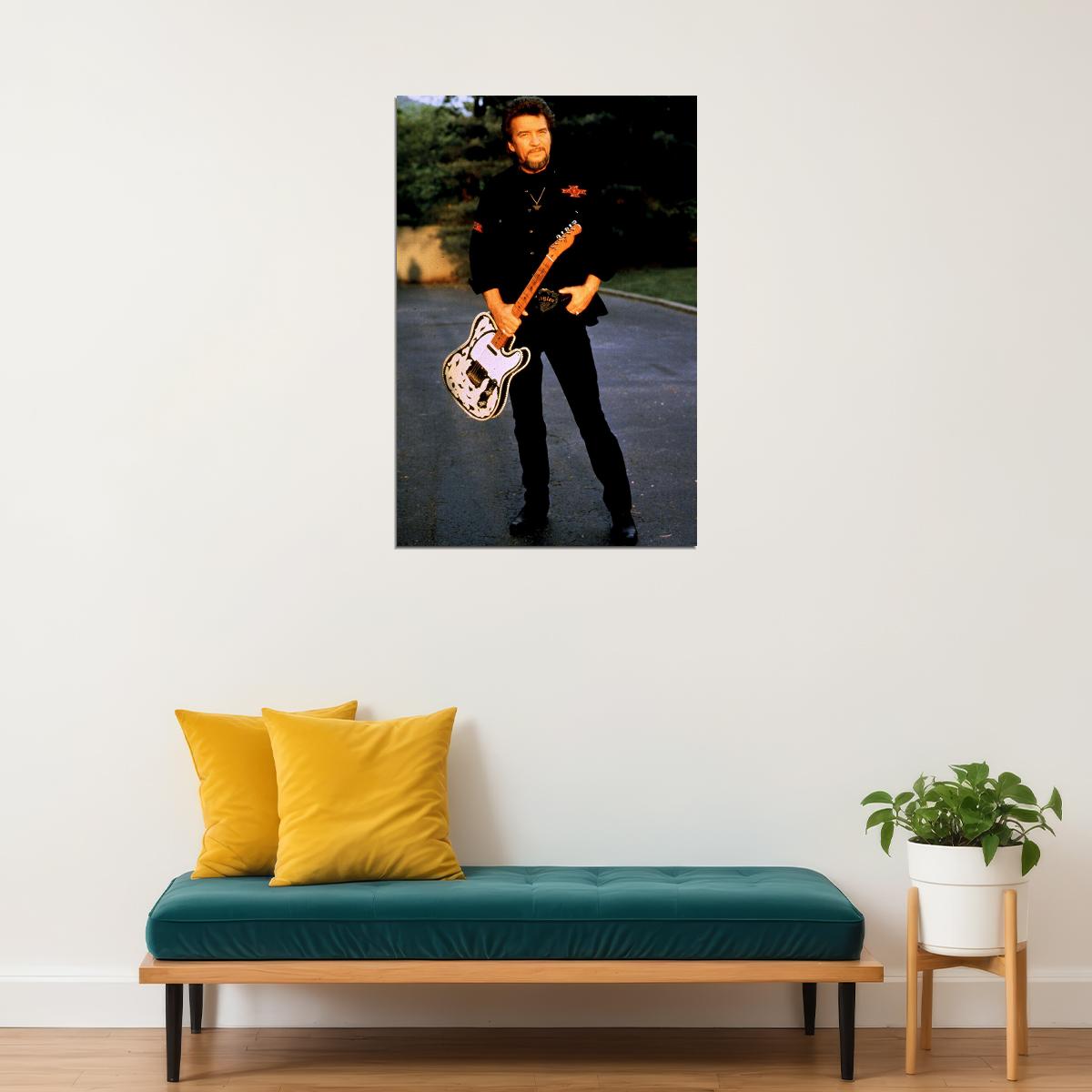 Waylon Jennings Relaxing In Chair Poster Wall Art Print Home Wall Decor - xonomax