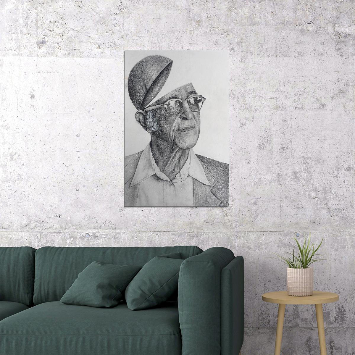 Portrait Of Psychotherapist Carl Rogers Poster Wall Art Print Home Wall Decor - xonomax