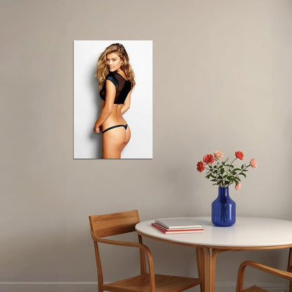 Nina Agdal Sexy Model In Hot Black Panties Poster Wall Art Print Home Wall Decor - xonomax