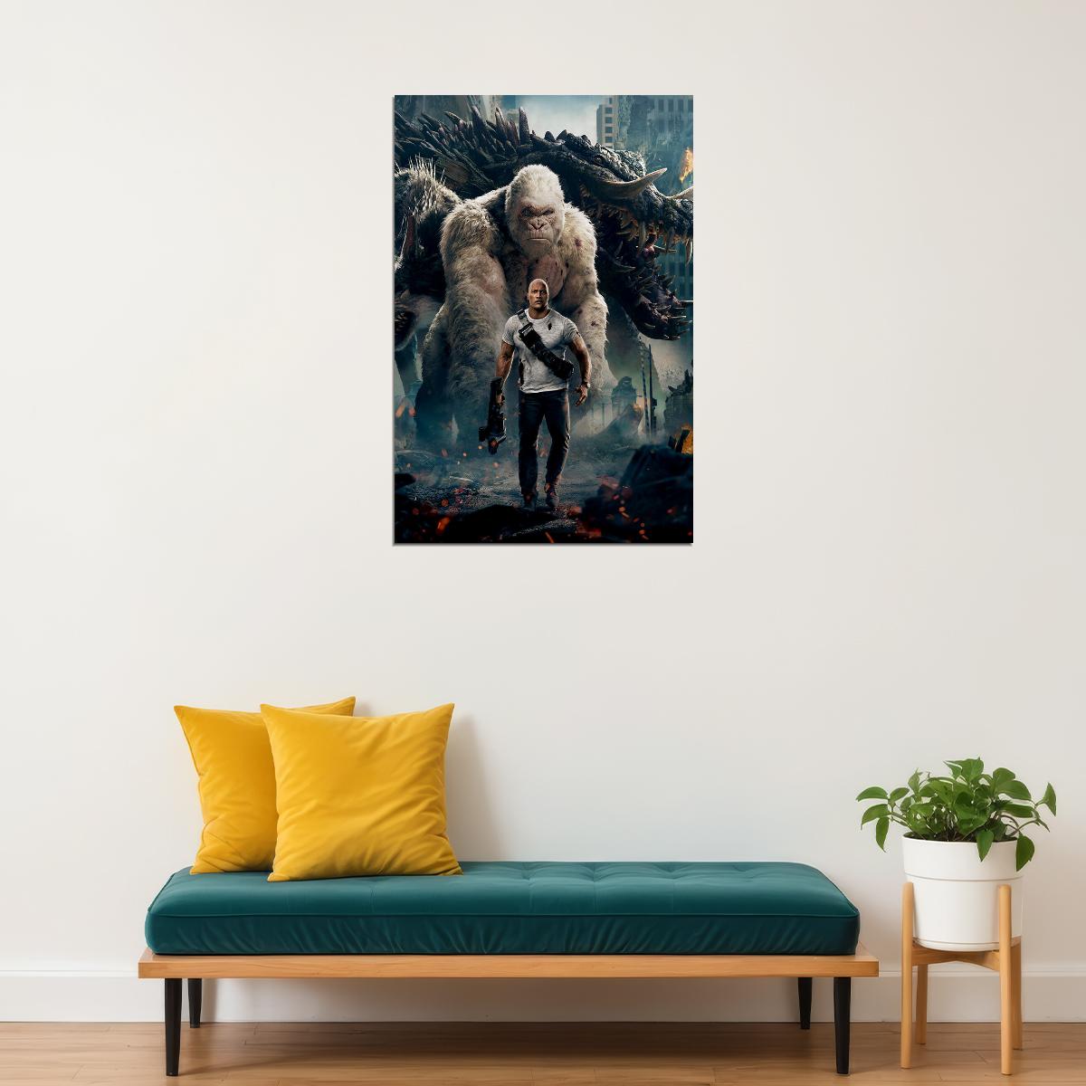 Big Meets Bigger Rampage Dwayne Johnson Poster Wall Art Print Home Wall Decor - xonomax