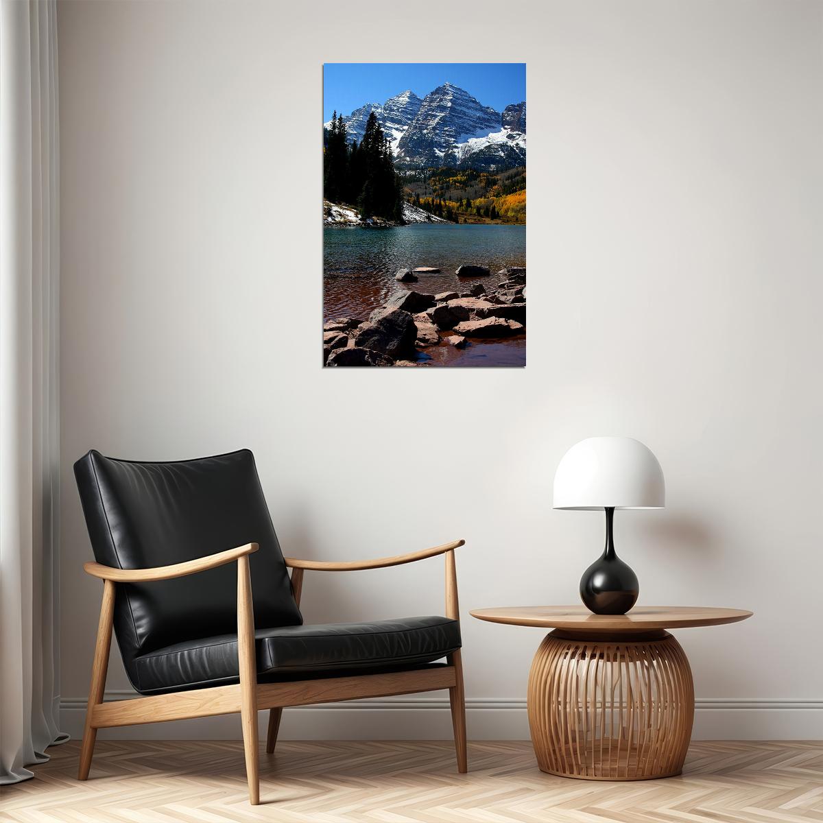 Maroon Lake Colorado Mountain Snow Photo Poster Wall Art Print Home Wall Decor - xonomax