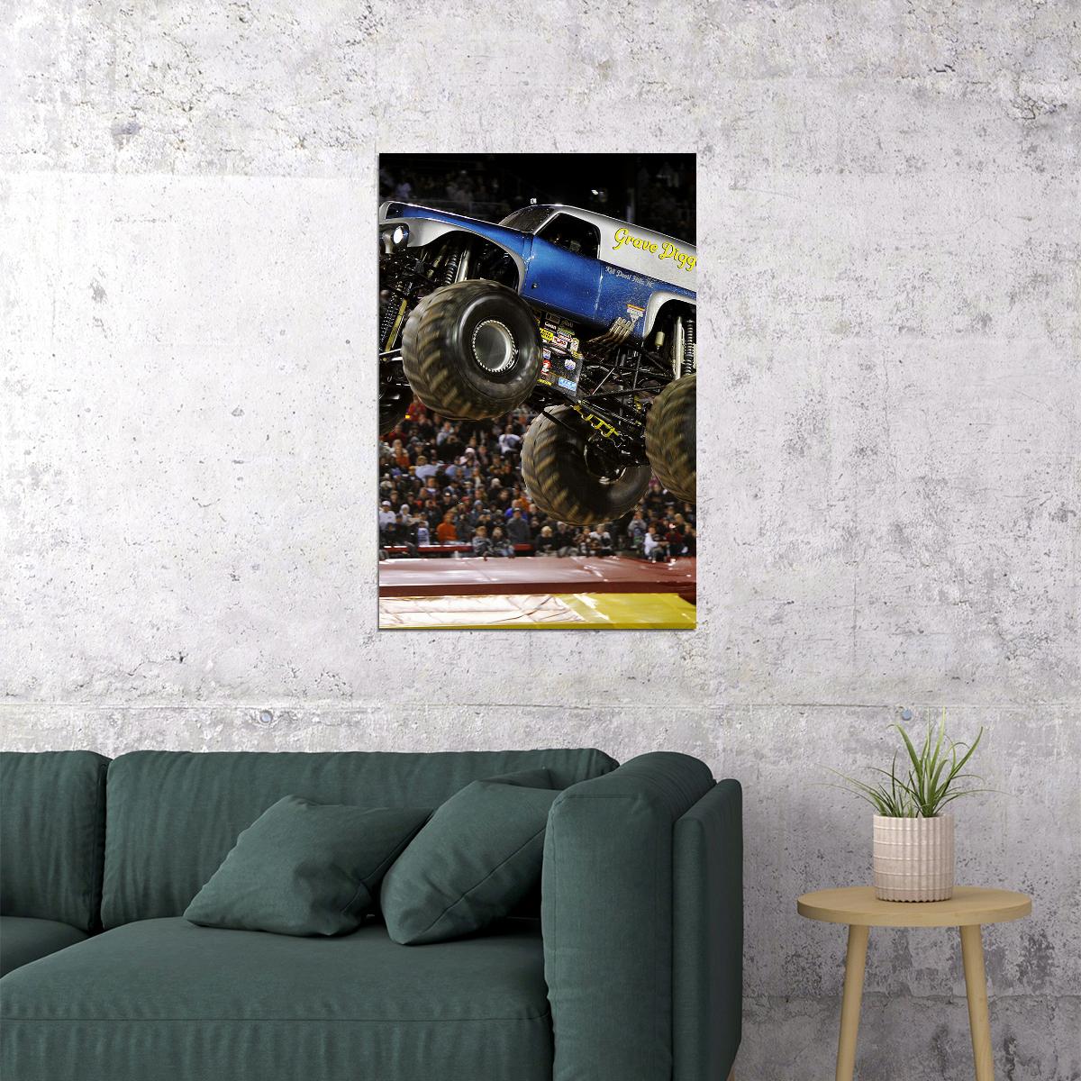 Monster Truck Sport Racing Dragon Flames Poster Wall Art Print Home Wall Decor