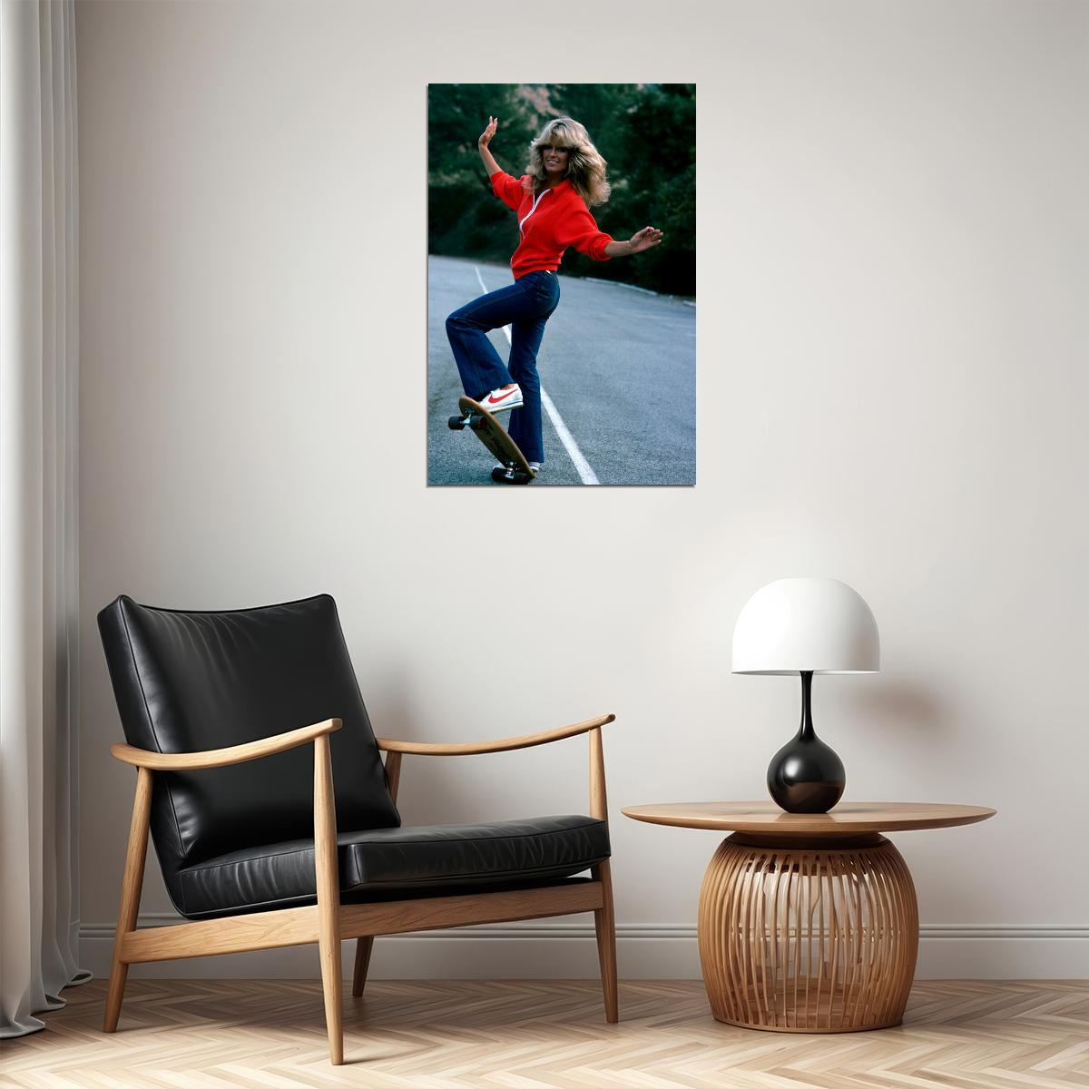 Farrah Fawcett Classic Skateboard Model Actress 1976 Poster Wall Art Print Home Wall Decor - xonomax