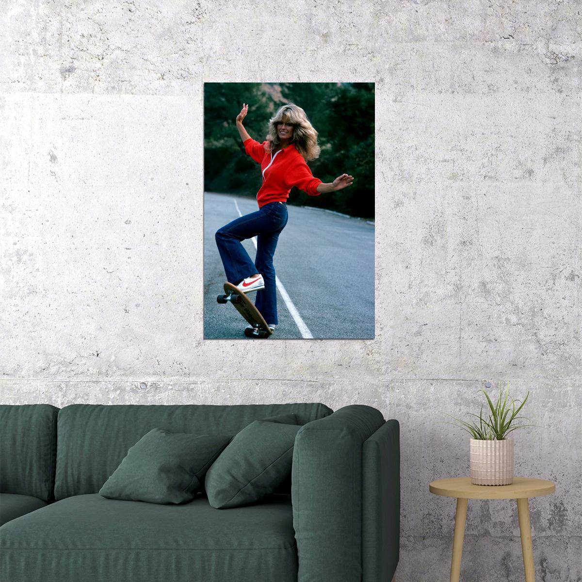 Farrah Fawcett Classic Skateboard Model Actress 1976 Poster Wall Art Print Home Wall Decor - xonomax