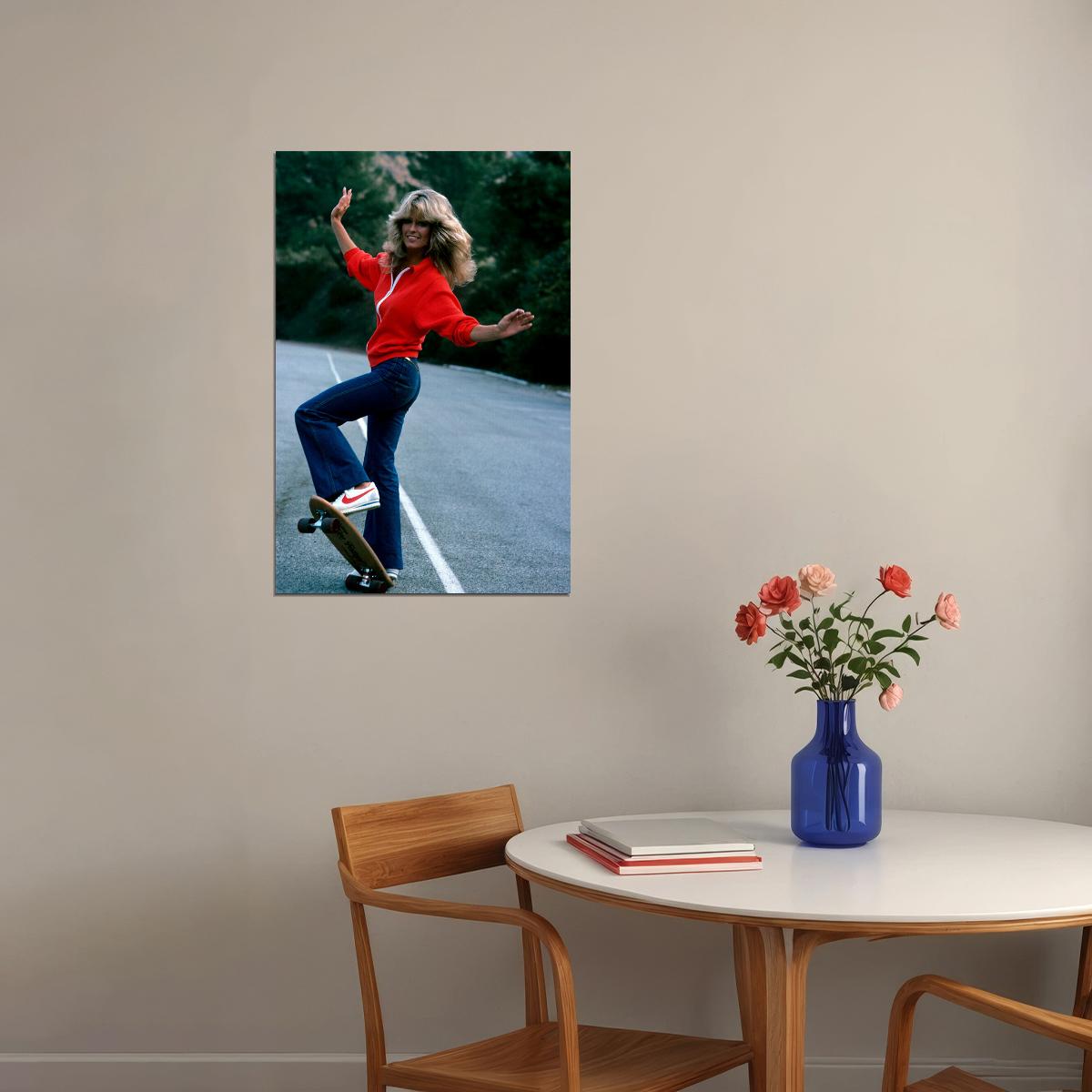Farrah Fawcett Classic Skateboard Model Actress 1976 Poster Wall Art Print Home Wall Decor - xonomax