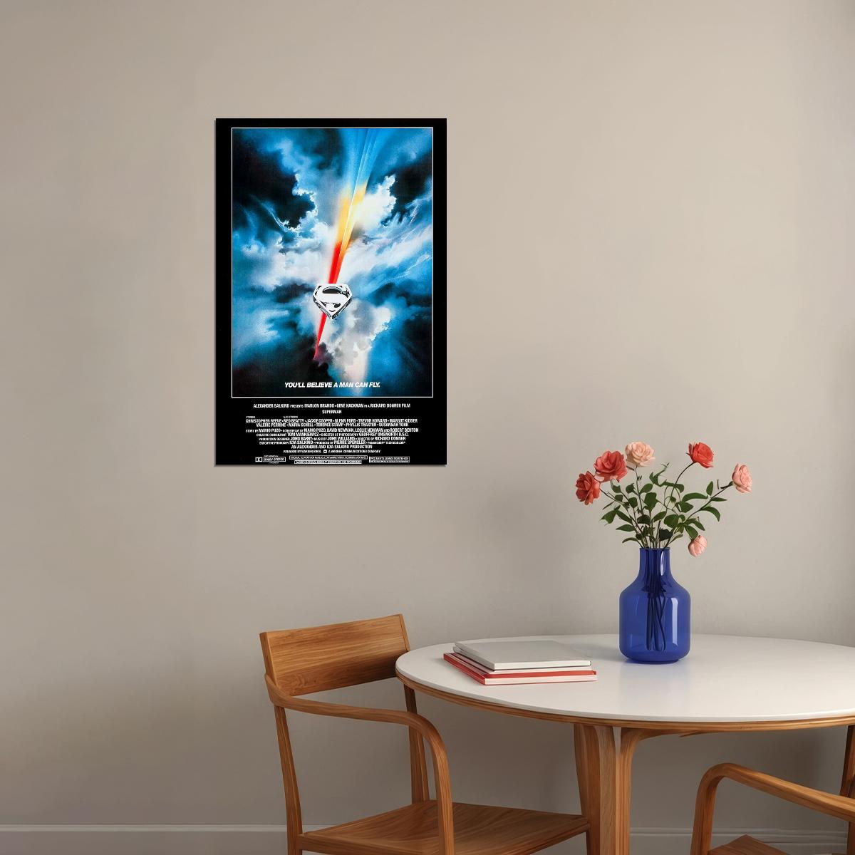Superman The Movie Christopher Reeve Margot Kidder Poster Wall Art Print Home Wall Decor - xonomax