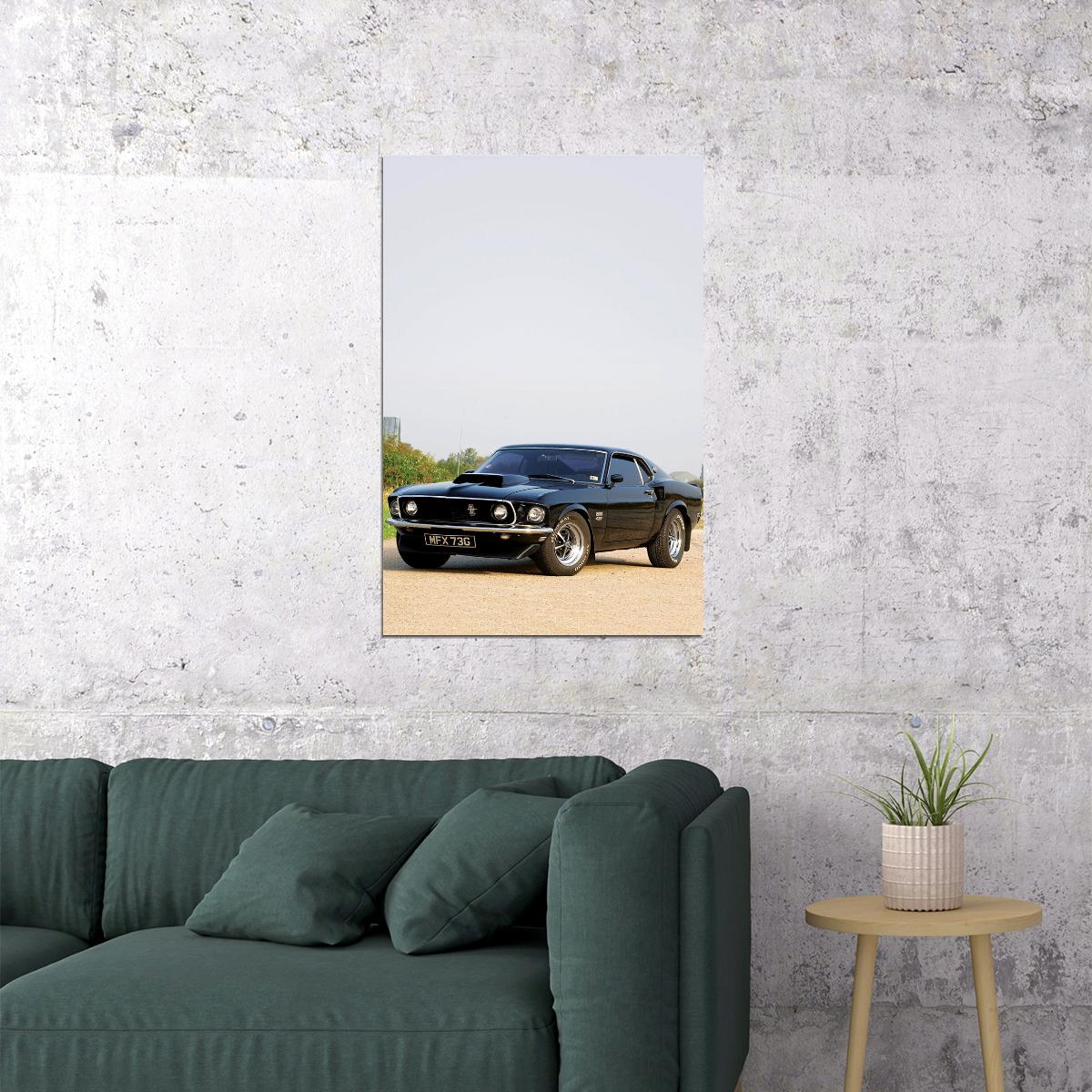 Ford Mustand Boss 429 Classic Sport Car 1969 Poster Wall Art Print Home Wall Decor