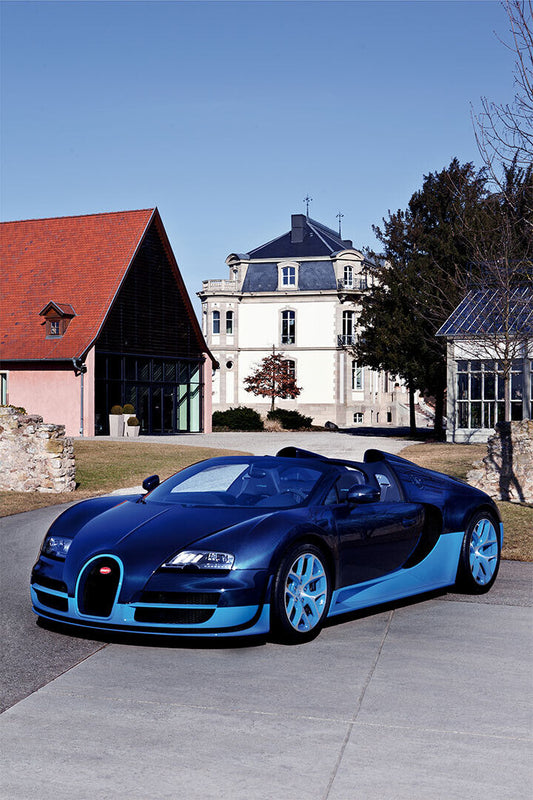 Bugatti Bolide Blue Fast Hypercar Car Poster Wall Art Print Home Wall Decor