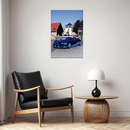 Bugatti Bolide Blue Fast Hypercar Car Poster Wall Art Print Home Wall Decor