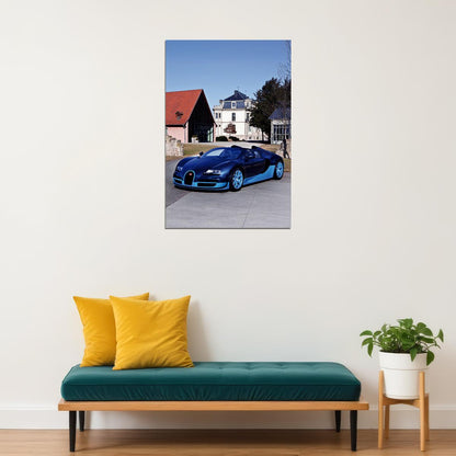 Bugatti Bolide Blue Fast Hypercar Car Poster Wall Art Print Home Wall Decor