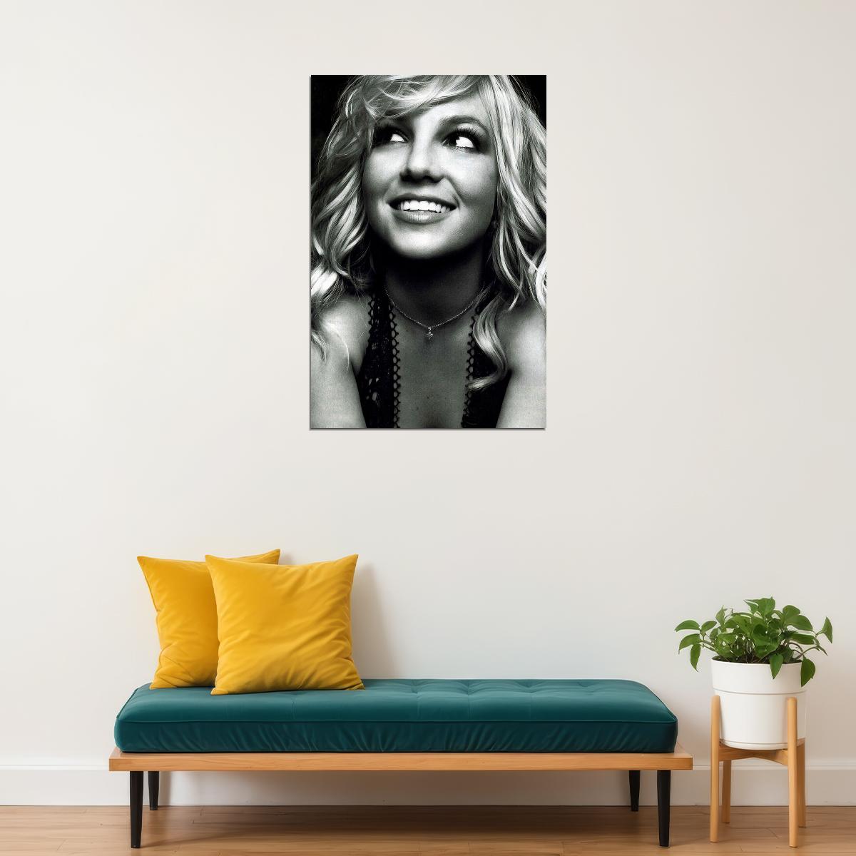 Britney Spears Laying On Bed Black And White Poster Wall Art Print Home Wall Decor