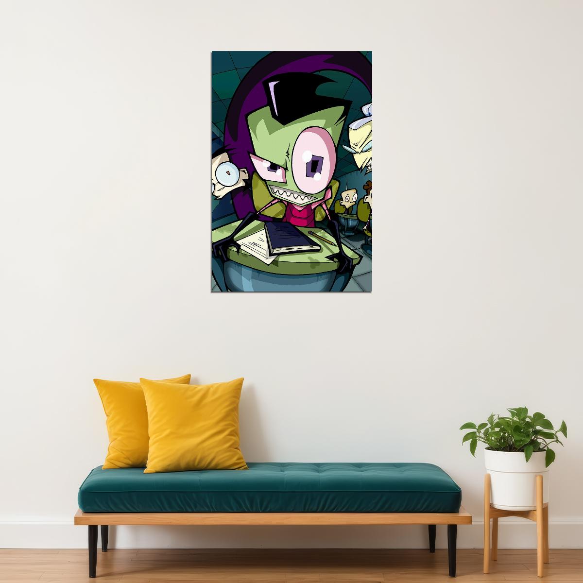 Invader Zim Sitting In Chair Dark Comedy Poster Wall Art Print Home Wall Decor - xonomax