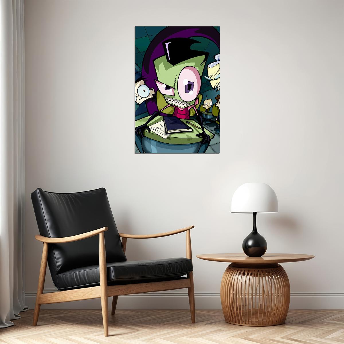 Invader Zim Sitting In Chair Dark Comedy Poster Wall Art Print Home Wall Decor - xonomax