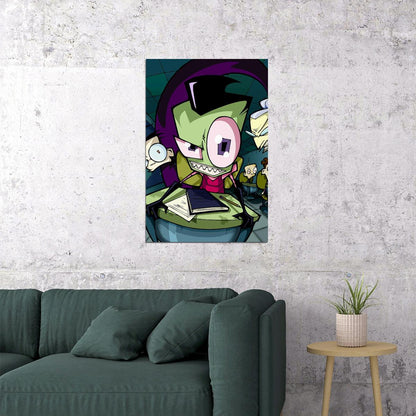 Invader Zim Sitting In Chair Dark Comedy Poster Wall Art Print Home Wall Decor - xonomax