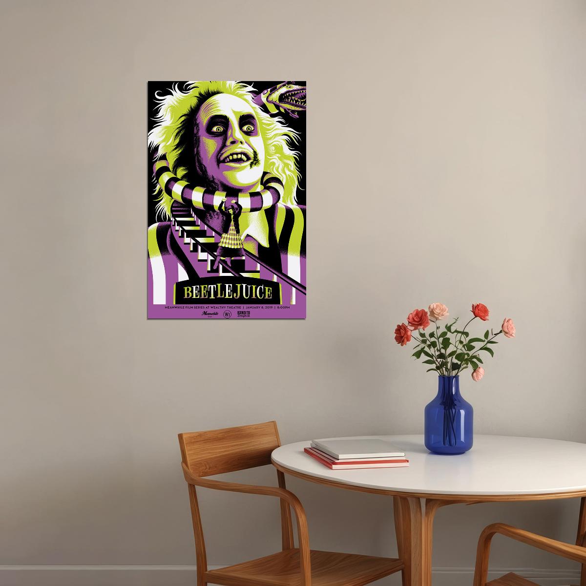 Beetlejuice Michael Keaton Black Comedy Poster Wall Art Print Home Wall Decor - xonomax