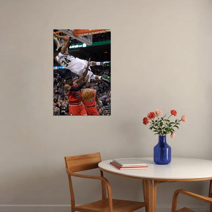 Giannis Antetokounmpo Dunk Milwaukee Basketball Poster Wall Art Print Home Wall Decor - xonomax