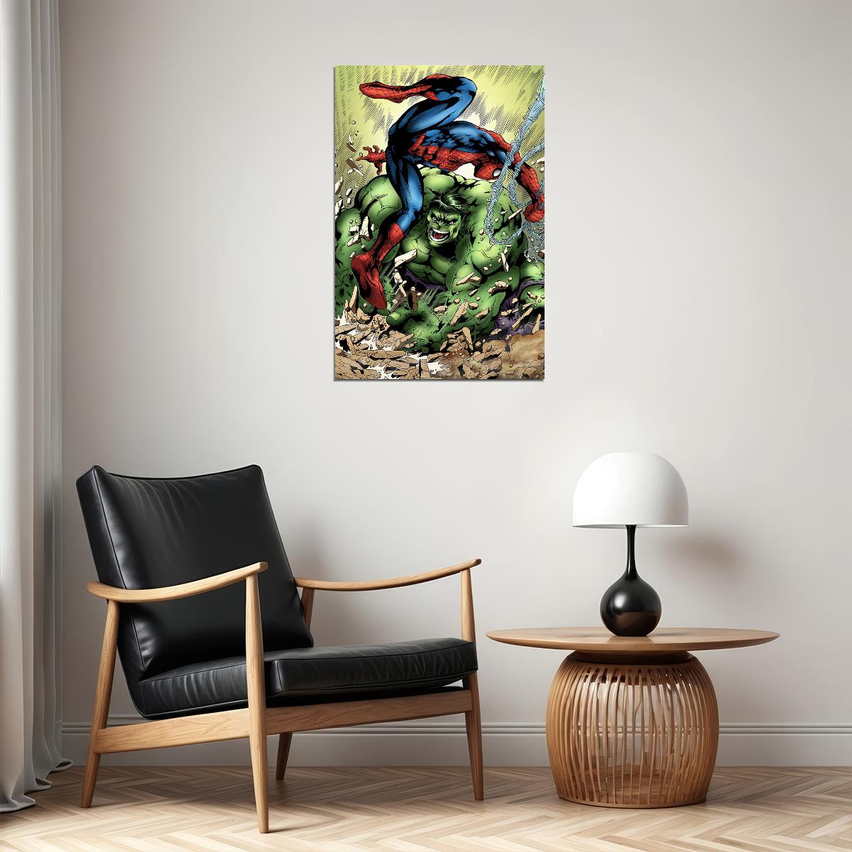 Spiderman And Hulk Battle Comic Book Poster Wall Art Print Home Wall Decor