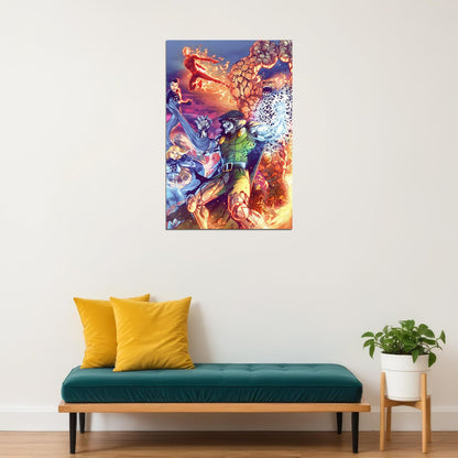 The Fantastic 4 Vs Doctor Doom The Thing Torch Dr Four Poster Wall Art Print Home Wall Decor