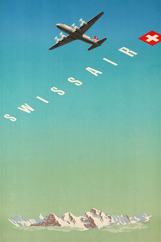 Swissair Mountain Vintage Travel Poster Wall Art Print Home Wall Decor - xonomax