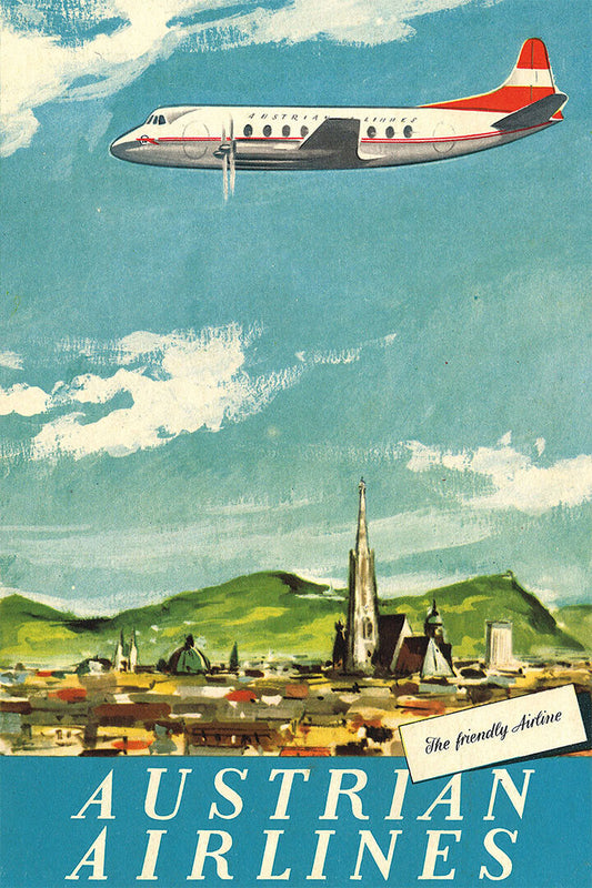Austrian Airlines Vintage Travel Poster Wall Art Print Home Wall Decor - xonomax