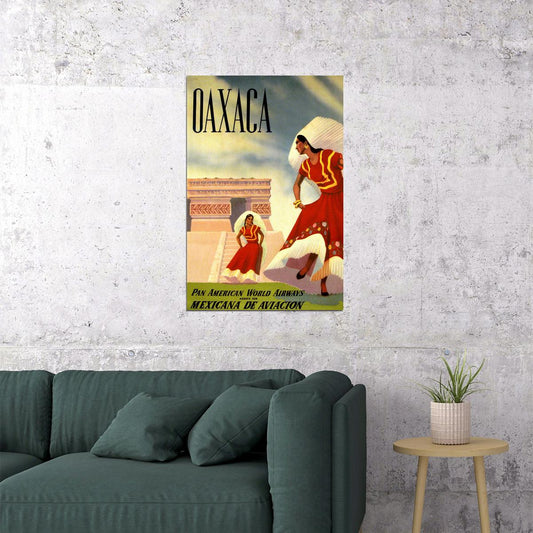 Pan American Airlines Oaxaca Travel Poster Wall Art Print Home Wall Decor - xonomax