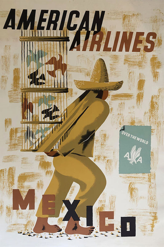 American Airlines Mexico Vintage Travel Poster Wall Art Print Home Wall Decor - xonomax