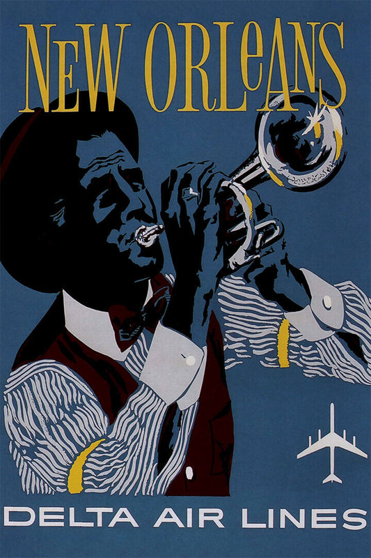 Delta Airlines New Orleans Vintage Travel Poster Wall Art Print Home Wall Decor - xonomax