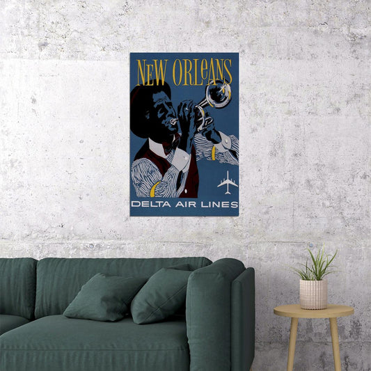 Delta Airlines New Orleans Vintage Travel Poster Wall Art Print Home Wall Decor - xonomax