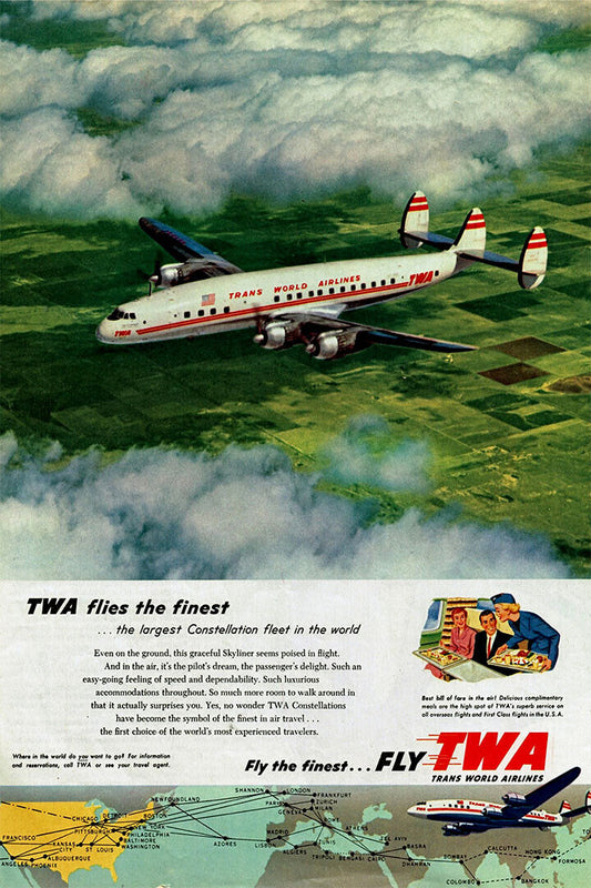 Twa Airlines Vintage Travel Poster Wall Art Print Home Wall Decor