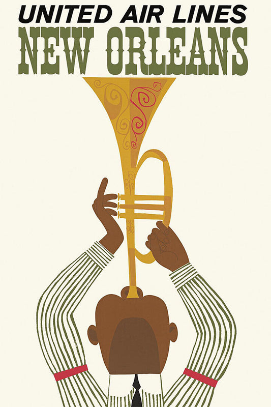 United Airlines New Orleans Vintage Travel Poster Wall Art Print Home Wall Decor - xonomax