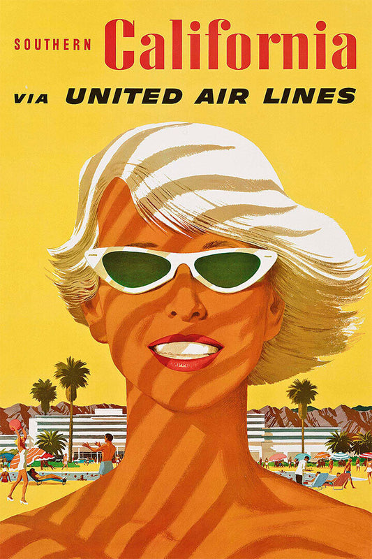United Airlines California Vintage Travel Poster Wall Art Print Home Wall Decor - xonomax