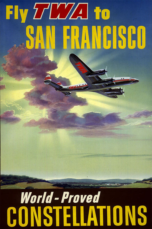 Twa Airlines San Francisco Vintage Travel Poster Wall Art Print Home Wall Decor