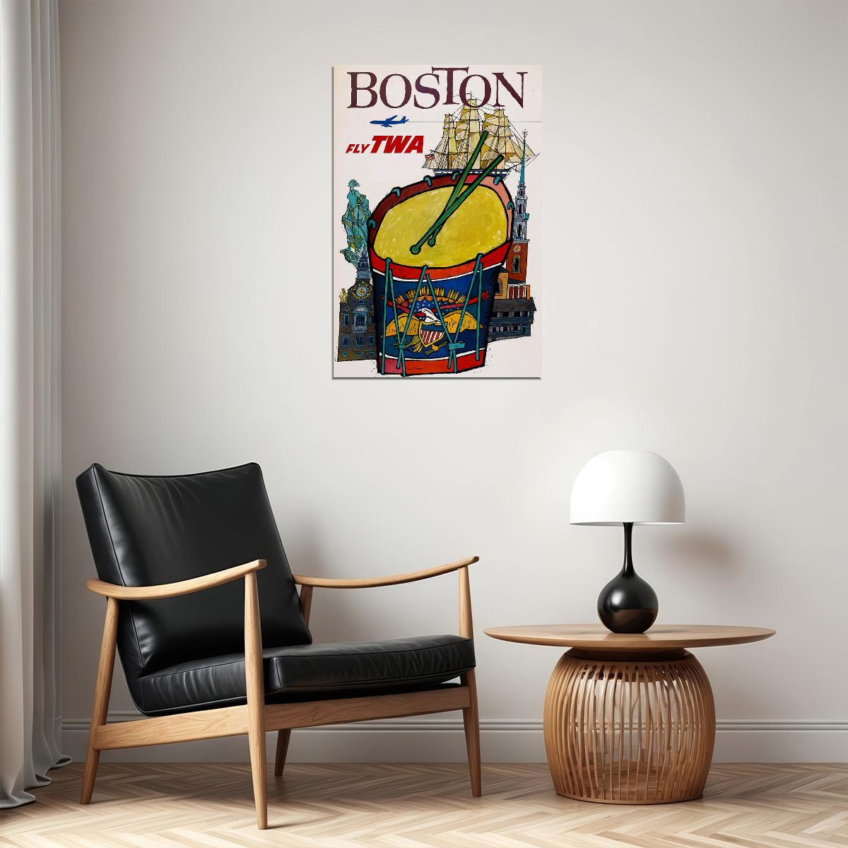 Twa Airline Boston Airlines Vintage Poster Wall Art Print Home Wall Decor