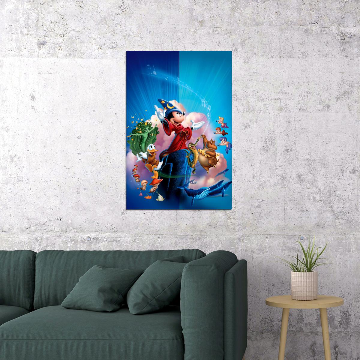 Micky Mouse In Fantasia Animation Poster Wall Art Print Home Wall Decor